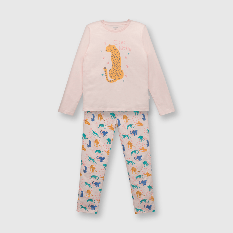 Pijama de niña algodón rosado (2 a 12 años)