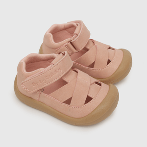 Sandalia de niña metalizada con velcro rosado (17 a 20)