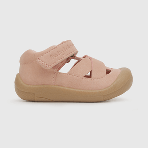 Sandalia de niña metalizada con velcro rosado (17 a 20)