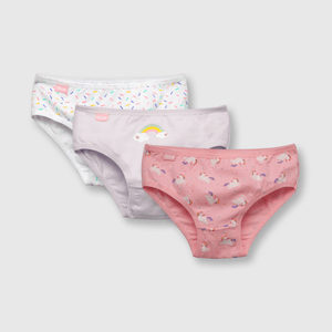 Calzón de niña 3 pack estampado rosado (2 a 12 años)