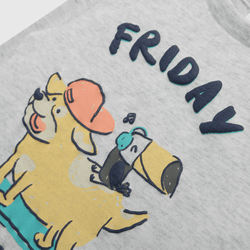 Polera de bebe niño mascotas gris (3 a 36 meses)