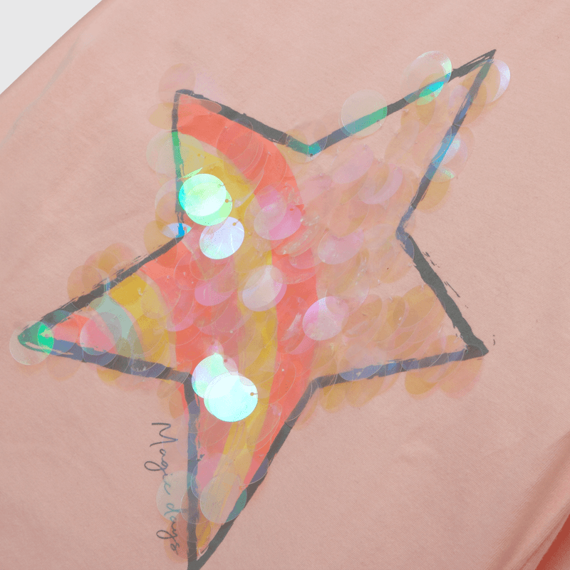 Polera de niña estrella rosada (2 a 12 años)