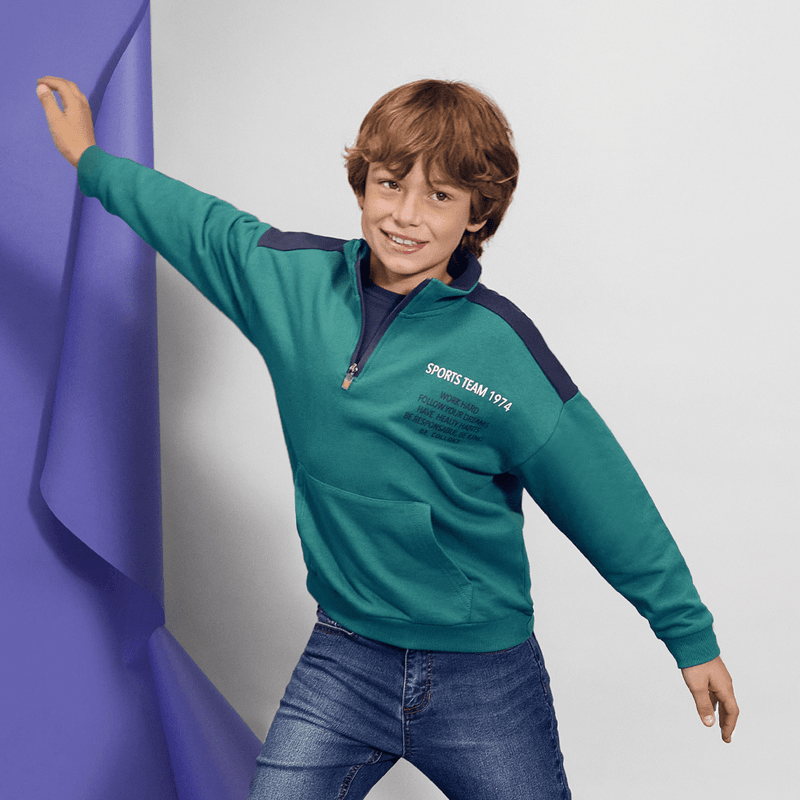 Polerón de niño medio cierre azul (2 a 12 años)