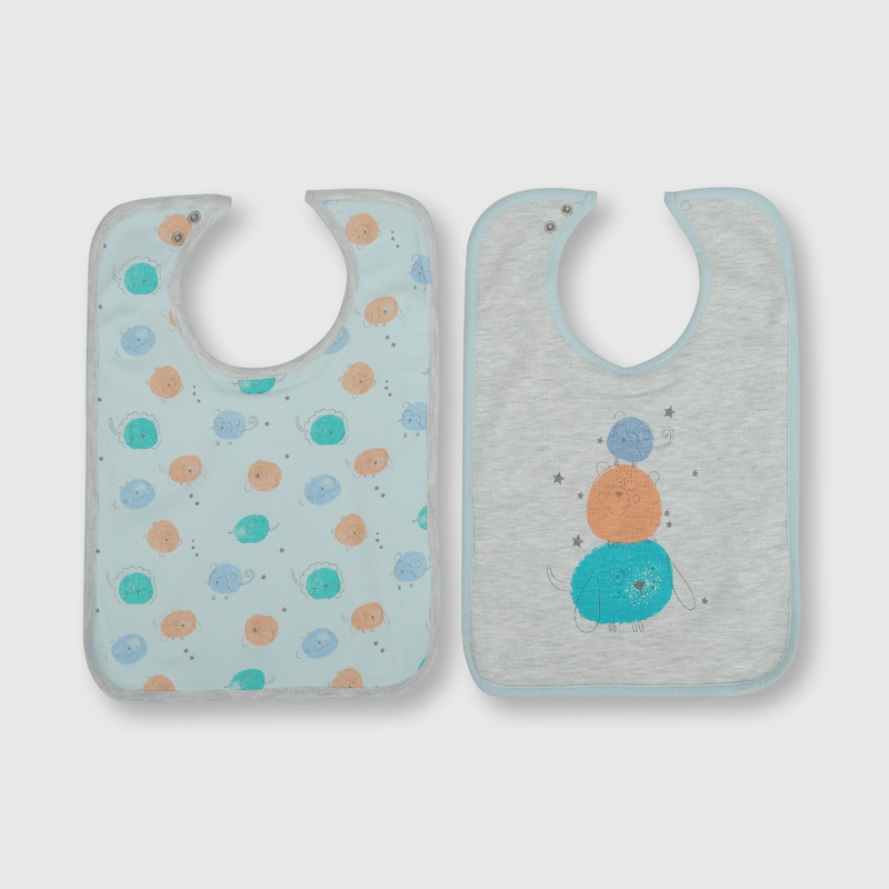 Babero de bebe niño 2 pack estampado celeste