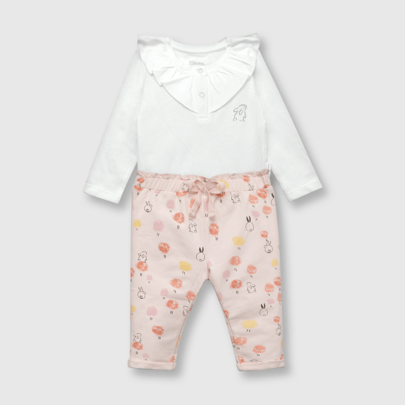 Conjunto de bebe niña conejitos blanco (0 a 9 meses)
