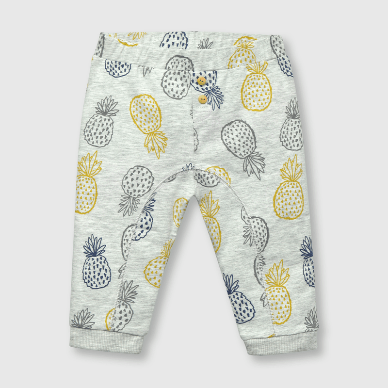 Conjunto de bebe niño piñas set polerón + pantalón gris (0 a 12 meses)