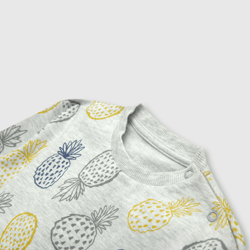 Conjunto de bebe niño piñas set polerón + pantalón gris (0 a 12 meses)