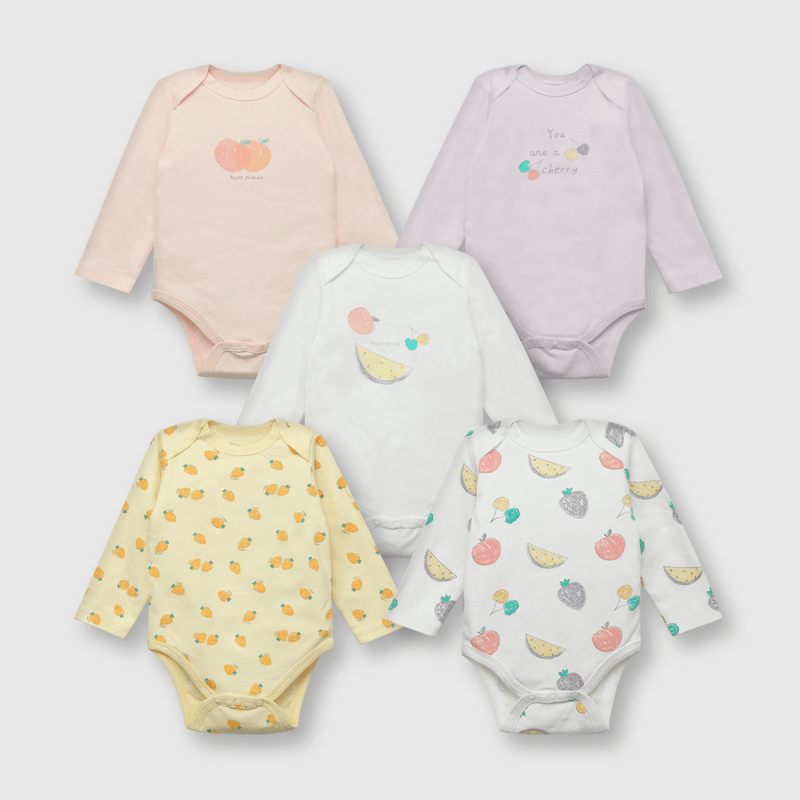 Pack bodies de bebe niña 5 pack frutas damasco (0 a 24 meses)