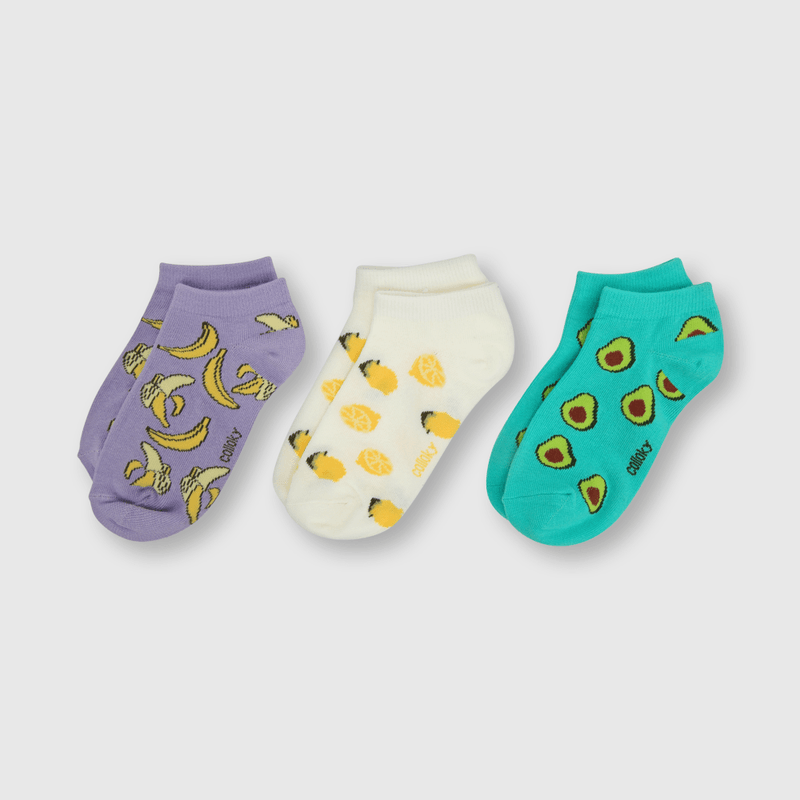 Calcetin corto de niña 3 pack frutas celeste (3 a 10 años)