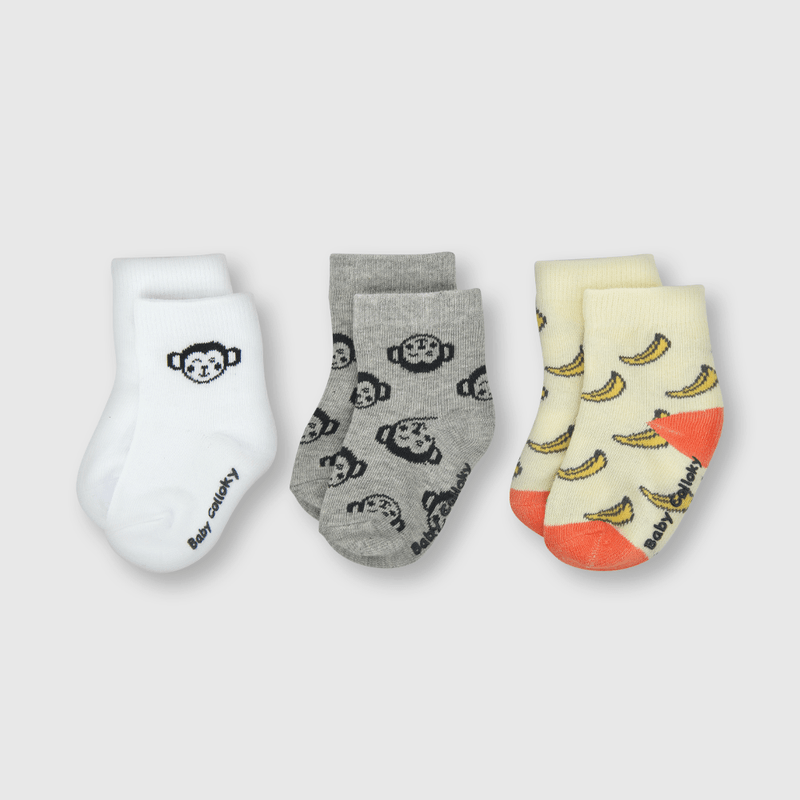 Calcetin deportivo de bebe niño 3 pack mono blanco (0 a 2 años)