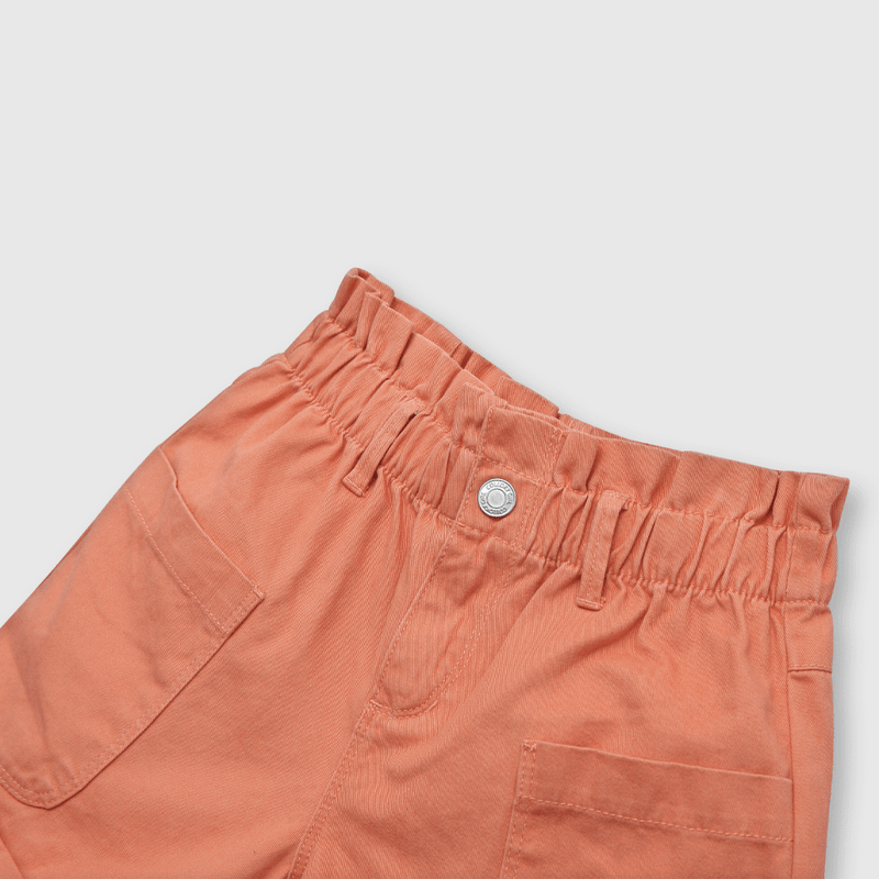 Short de niña recogido naranjo (2 a 12 años)
