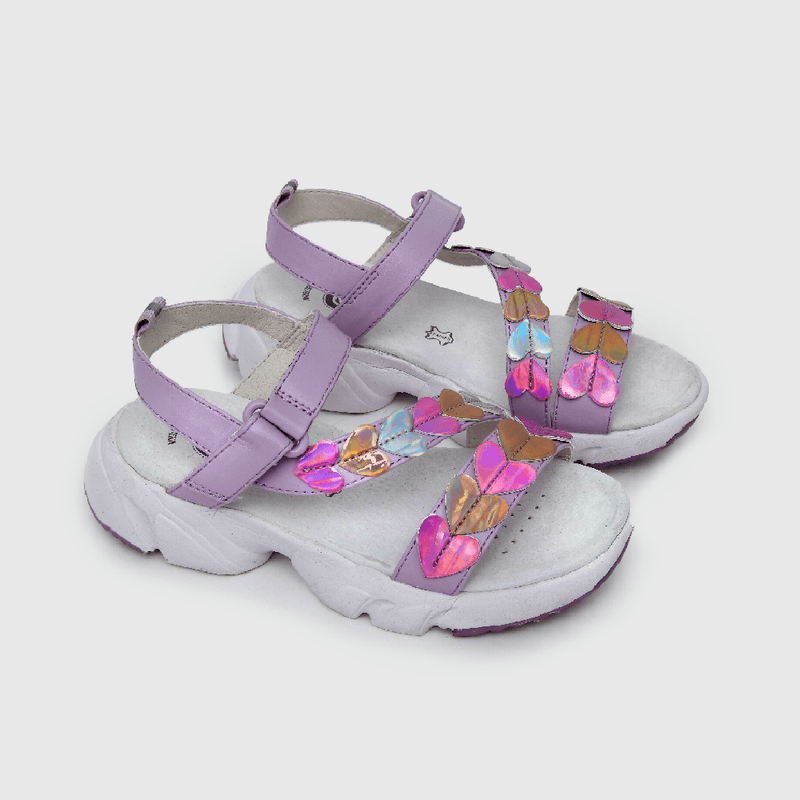 Sandalia de niña hebilla doble ajuste morado (28 a 38)