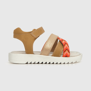 Sandalia de niña velcro étnica cafe (21 a 27)