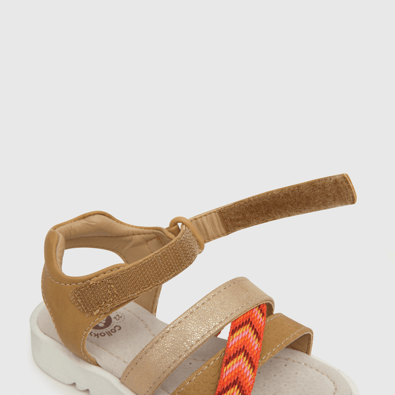 Sandalia de niña velcro étnica cafe (21 a 27)