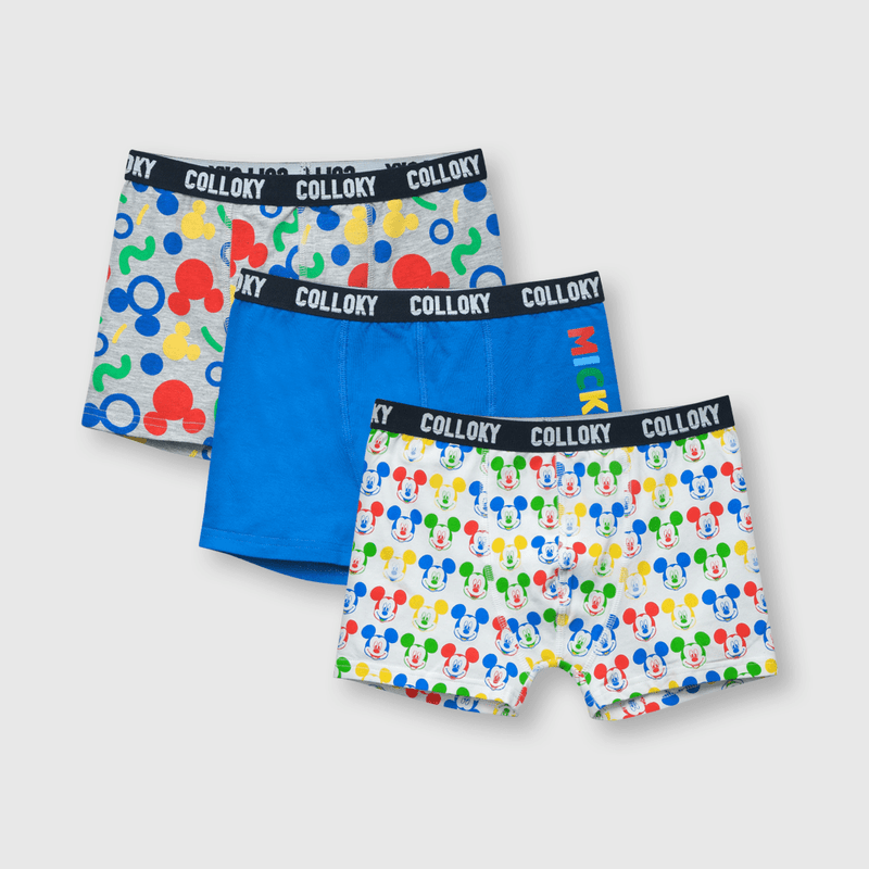 Boxer de niño 3 pack Mickey blanco (2 a 12 años)
