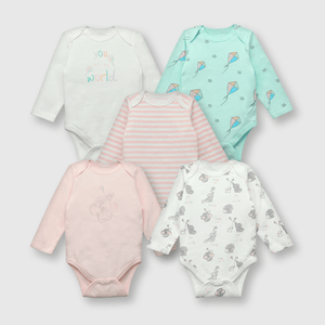 Pack bodies de bebe niña 5 pack elefantitos blanco (0 a 24 meses)