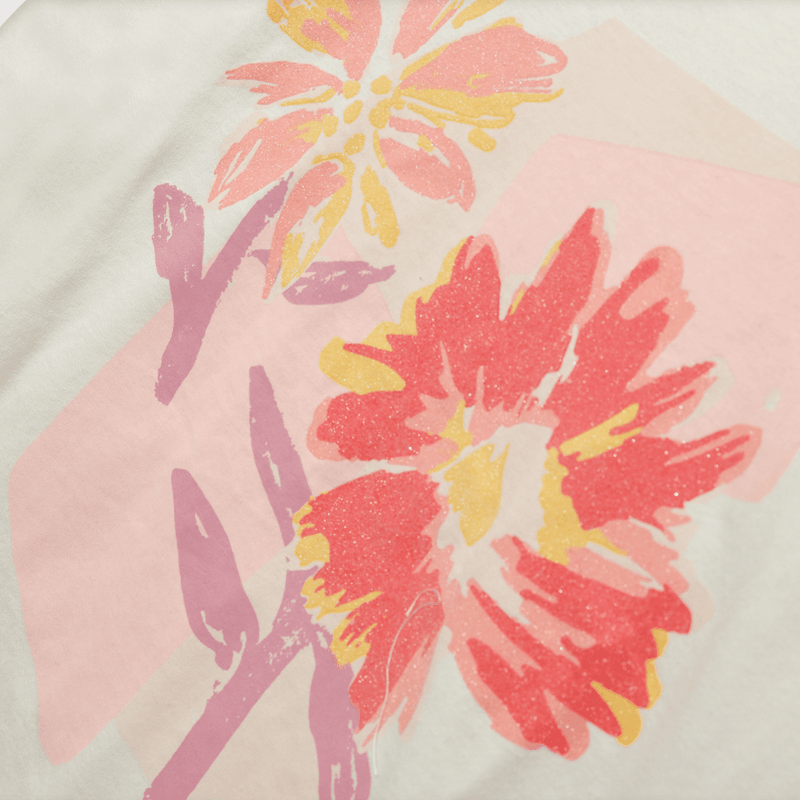 Polera de niña flores beige (2 a 12 años)