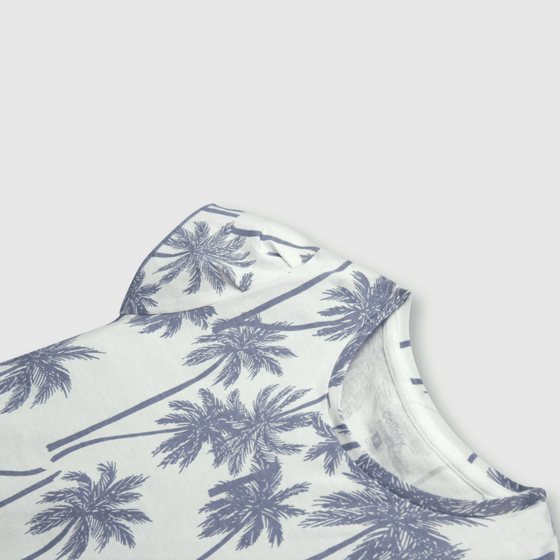 Polera de niña palmeras azul (2 a 12 años)
