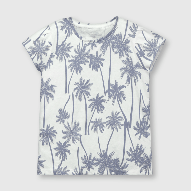 Polera de niña palmeras azul (2 a 12 años)