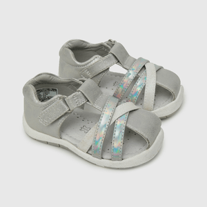 Sandalia de niña con velcro corto gris (18 a 21)