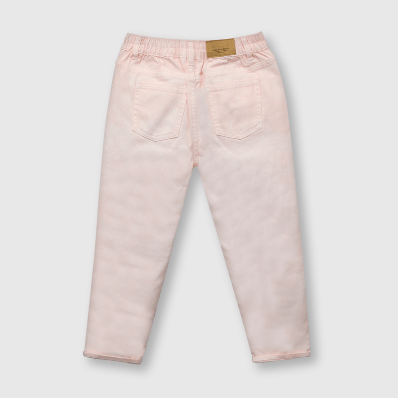 Jeans de niña mom fit rosado (2 a 12 años)