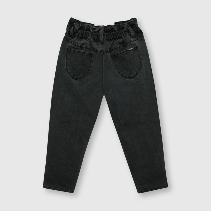 Jeans de niña recogido negro (2 a 12 años)