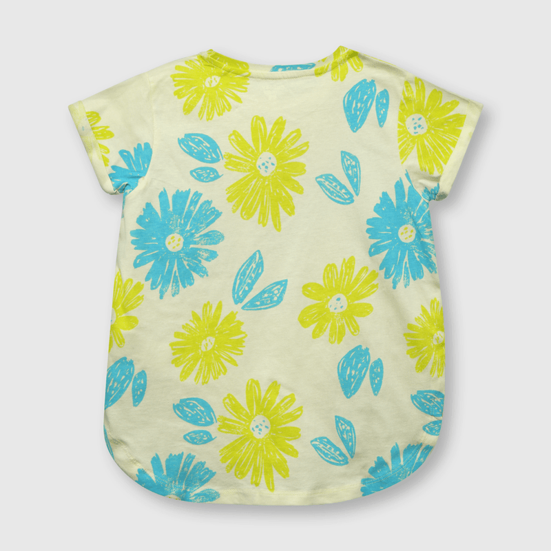 Polera de niña flores amarilla (2 a 12 años)