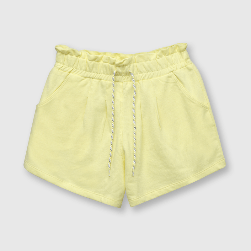 Short de niña recogido de punto amarillo (2 a 12 años)
