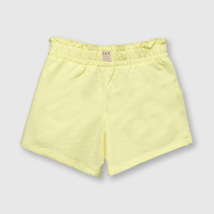 Short de niña recogido de punto amarillo (2 a 12 años)
