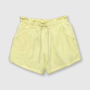 Short de niña recogido de punto amarillo (2 a 12 años)
