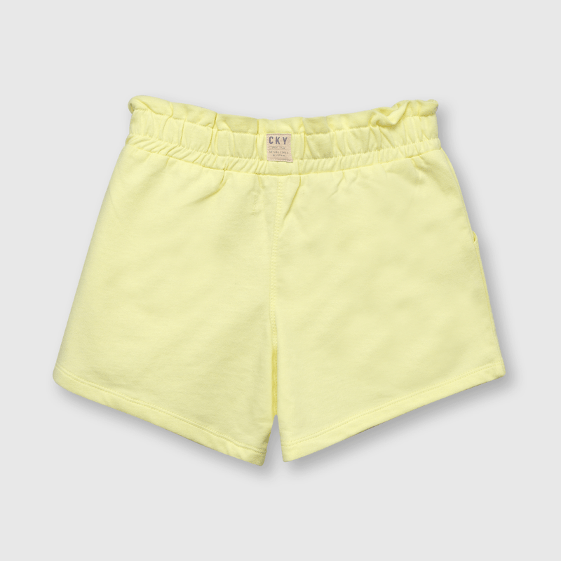 Short de niña recogido de punto amarillo (2 a 12 años)