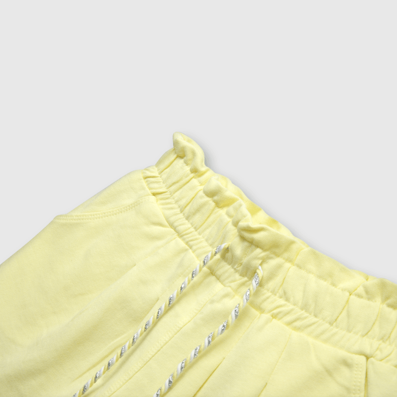Short de niña recogido de punto amarillo (2 a 12 años)