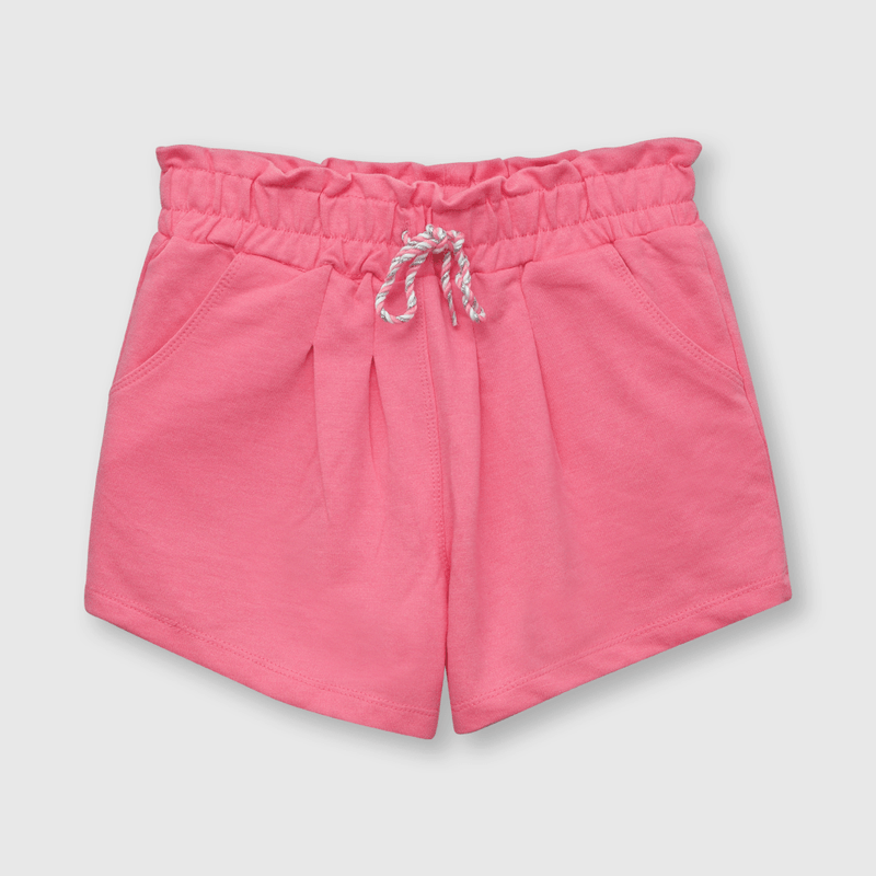 Short de niña recogido de punto rosado (2 a 12 años)