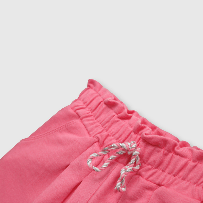 Short de niña recogido de punto rosado (2 a 12 años)