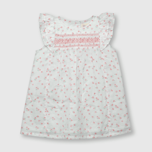 Vestido de bebé niña con flores blanco (3 a 36 meses)