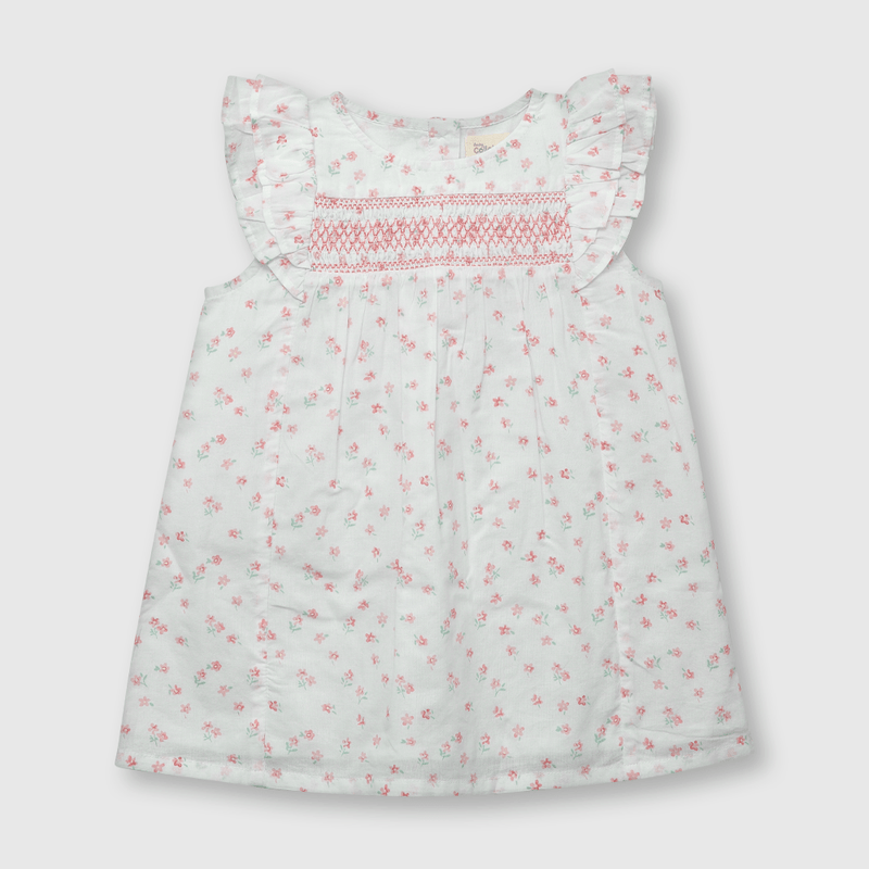 Vestido de bebé niña con flores blanco (3 a 36 meses)
