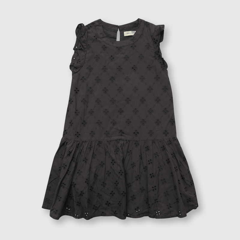 Vestido de niña brodery gris (2 a 12 años)