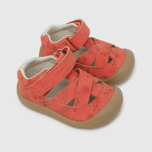 Sandalia de niña floral con velcro rojo (17 a 20)