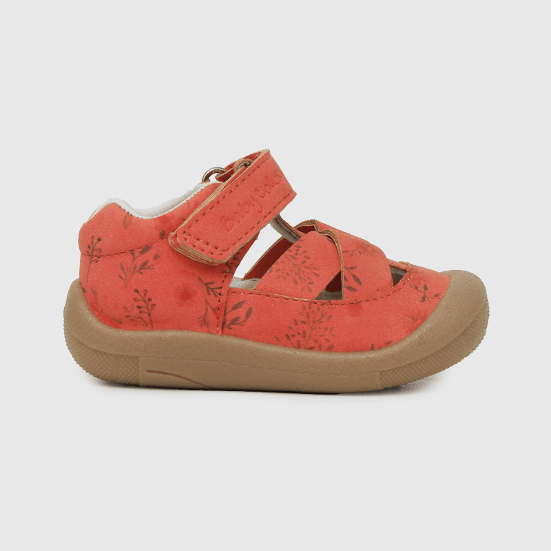 Sandalia de niña floral con velcro rojo (17 a 20)