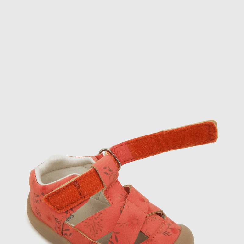 Sandalia de niña floral con velcro rojo (17 a 20)