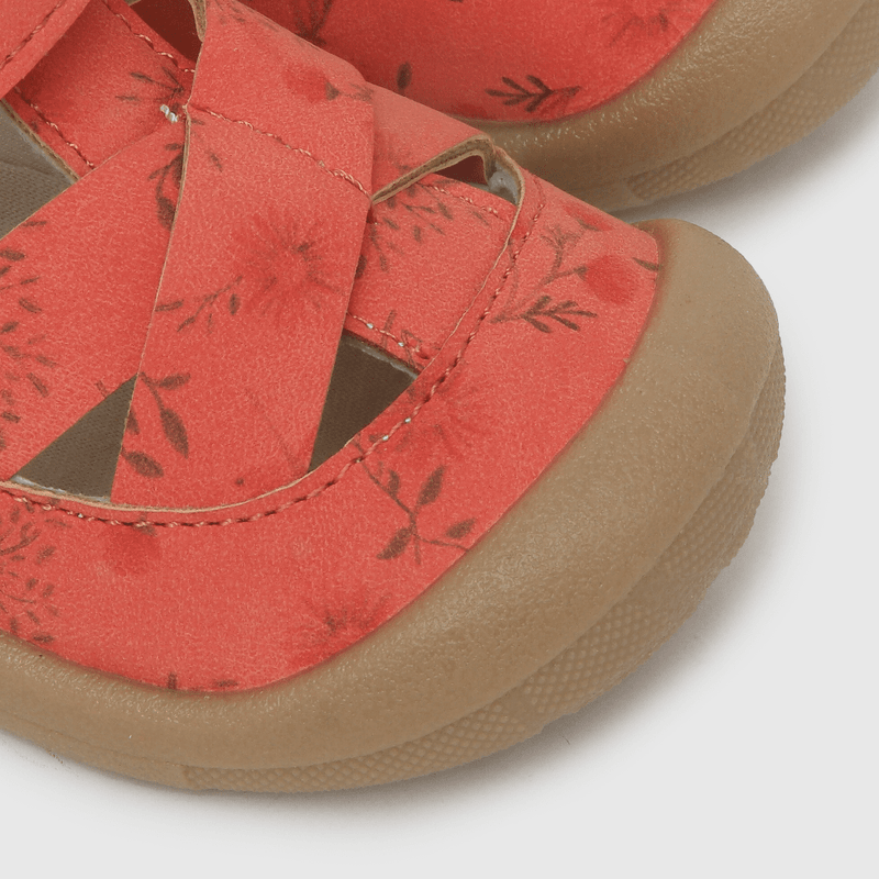 Sandalia de niña floral con velcro rojo (17 a 20)