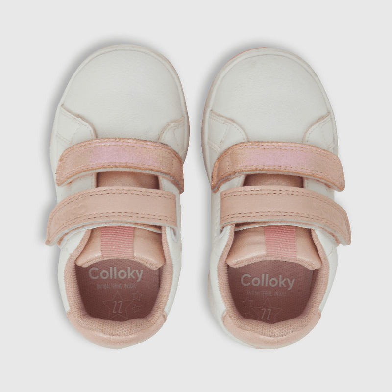 Zapatilla urbana de niña dos velcros blanco (21 a 27)