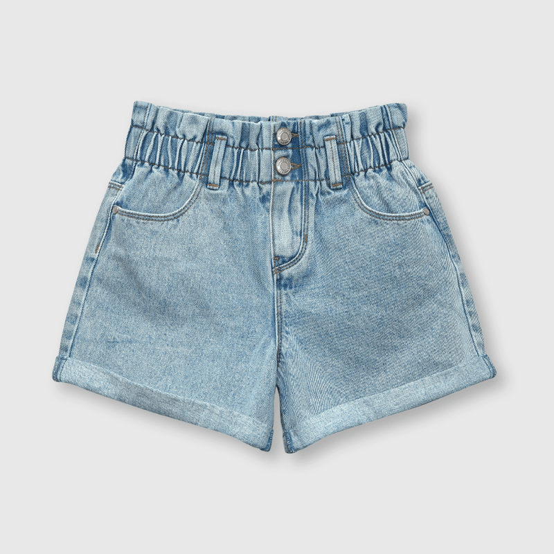 Short de niña recogido azul (2 a 12 años)
