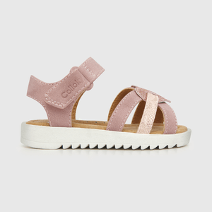 Sandalia de niña velcro corazón rosado (21 a 27)