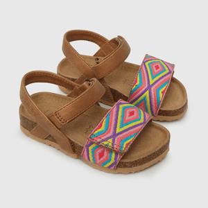 Sandalia de niña dos velcros etnica café (21 a 27)