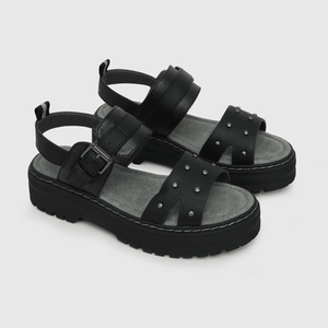 Sandalia de niña hebilla y velcro ajustable negro (28 a 38)