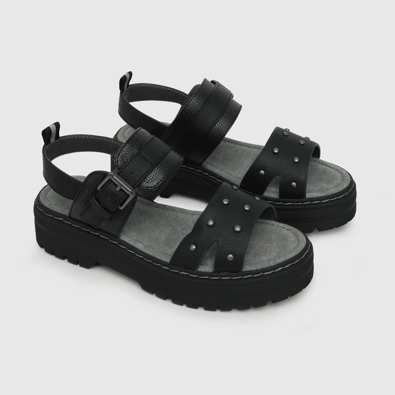 Sandalia de niña hebilla y velcro ajustable negro (28 a 38)