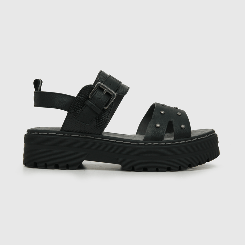 Sandalia de niña hebilla y velcro ajustable negro (28 a 38)