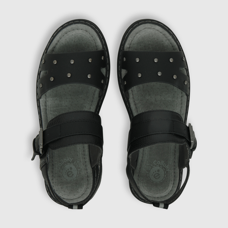 Sandalia de niña hebilla y velcro ajustable negro (28 a 38)