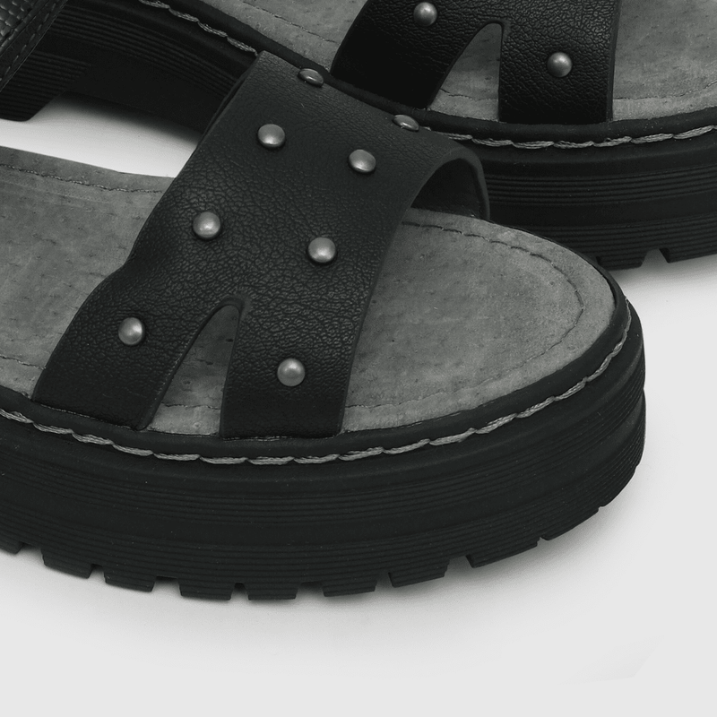 Sandalia de niña hebilla y velcro ajustable negro (28 a 38)